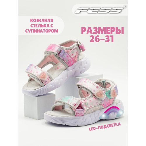 Сандалии FESS, размер 28, розовый, белый сандалии fess размер 28 фуксия розовый