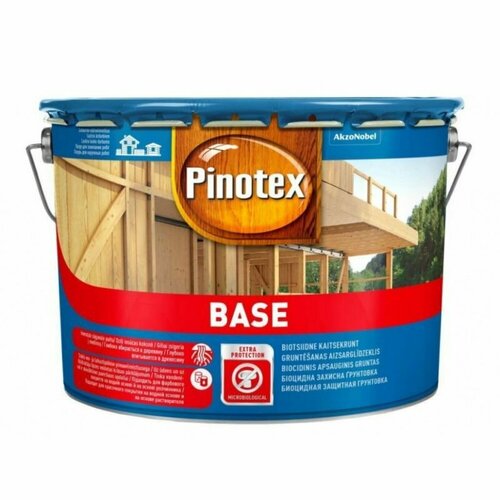 грунт для защиты древесины pinotex base 10 л Грунт-антисептик Pinotex Base 10 литров, Эстония, синяя банка