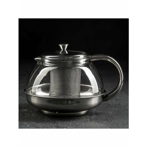 Чайник стеклянный заварочный Металлик 1 л с метал ситом 837₽