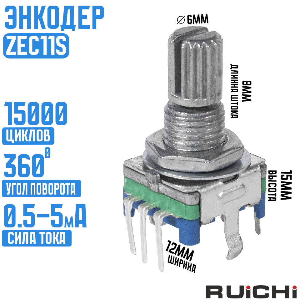 Энкодер ZEC11S 20/15 15mm pushpin / RUICHI