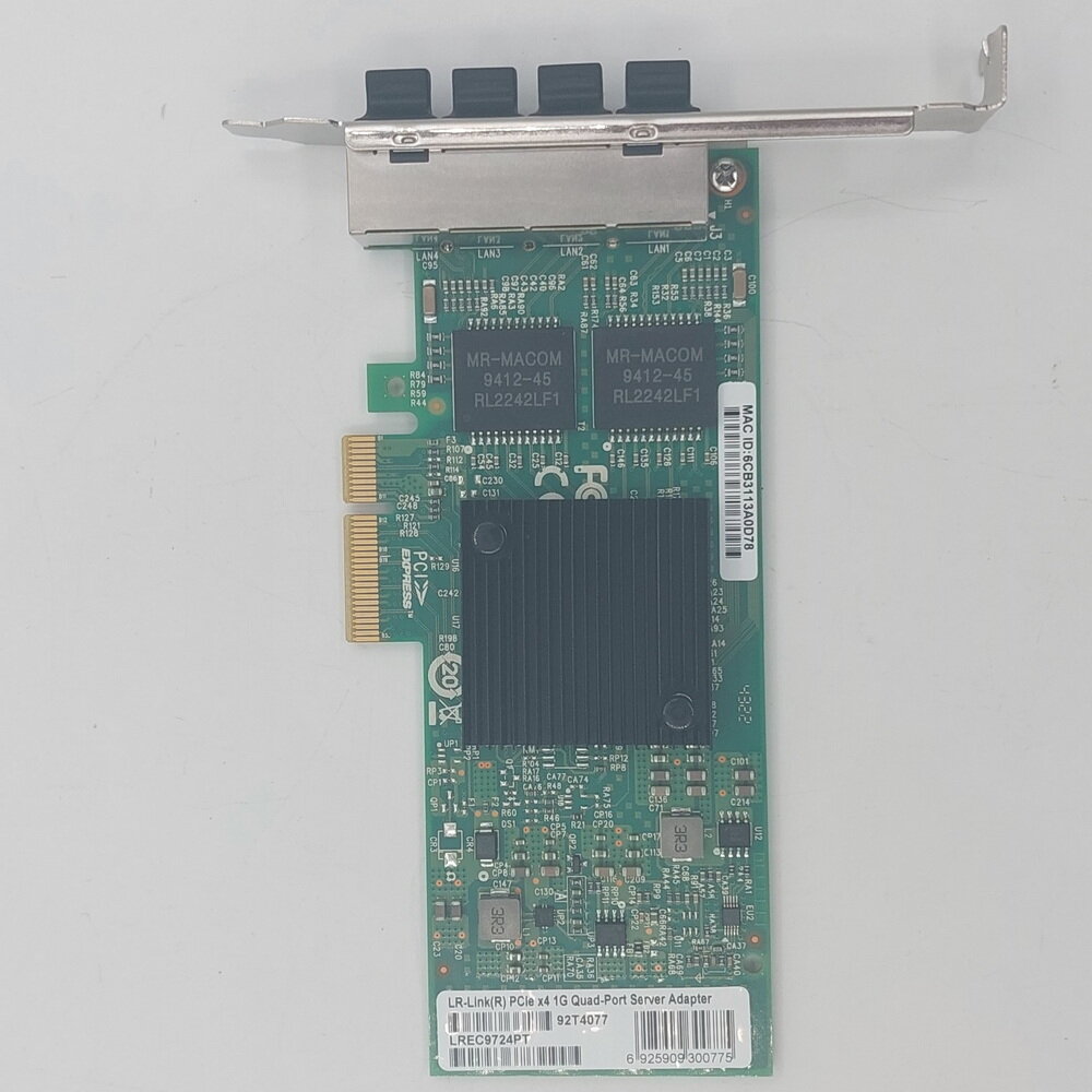 Сетевая карта LR-Link, 92T4077, lrec9724pt, 400-0277-315, PCI-E, 4 X 10/100/1000 Мбит/с