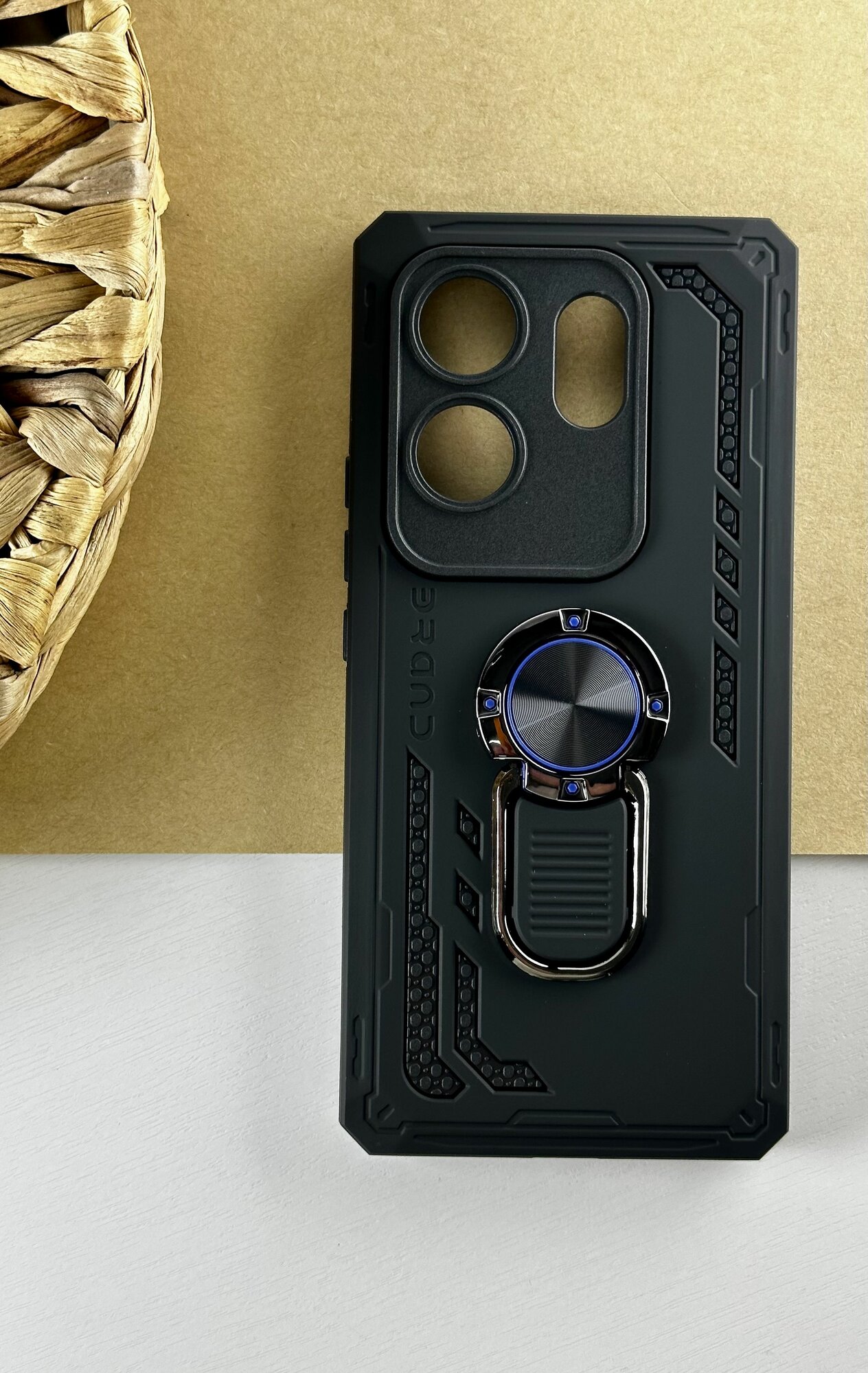 Чехол на Infinix Zero 30 4G /Чехол на Инфиникс Зеро 30 4g с защитой камеры, противоударный, ударопрочный, усиленный с кольцом, черный — фото 1