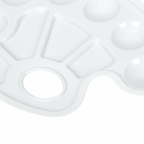 Палитра для рисования юнландия белая, овальная, 6 ячеек для красок и 4 для смешивания, европодвес, 227806