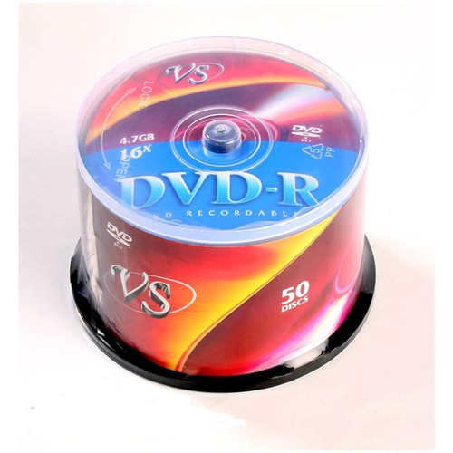 DVD-R VS Носители информации DVD-R, 16x, VS, Cake/50, VSDVDRCB5001 комплект 2 упаковок носители информации dvd r 16x vs slim 5 vsdvdprsl501