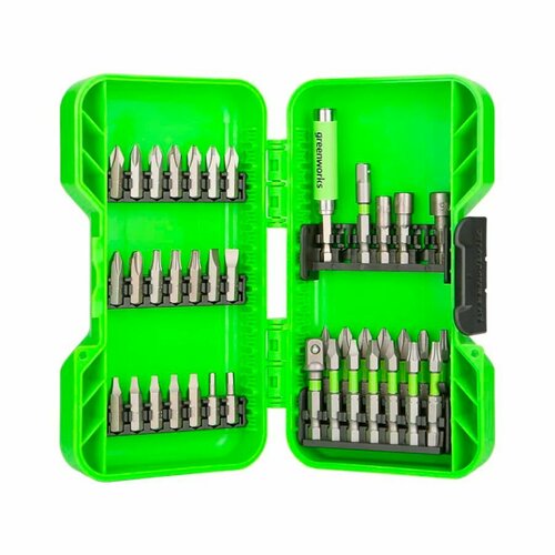 Набор бит торцевых головок и адаптеров в кейсе Greenworks 40 шт 2420₽