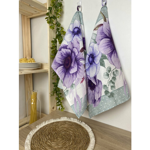 Кухонные полотенца вафельные набор 2 шт. 100% хлопок