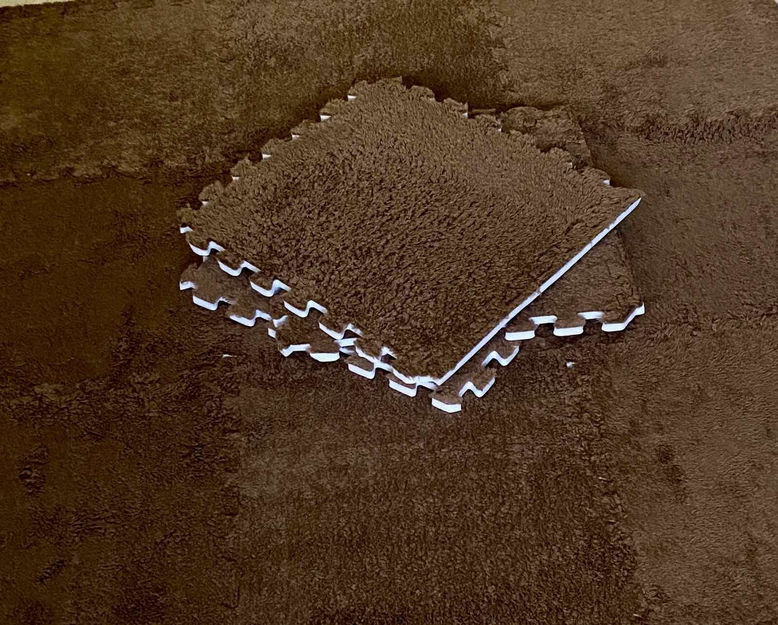 фото Коврик-пазл с мягким ворсом, теплый, для зимы, 30х30х1см, 10 шт, коричневый