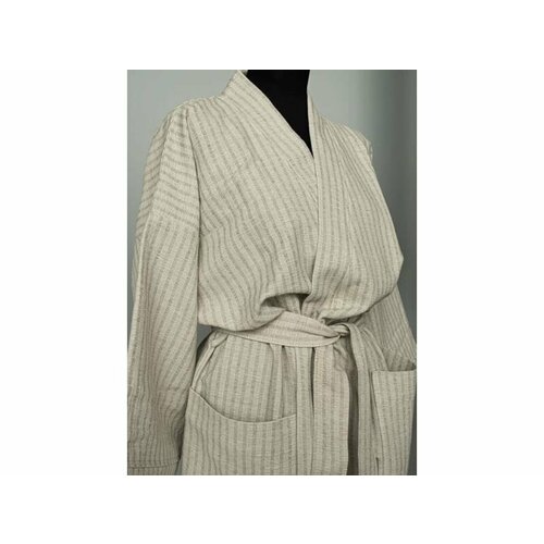 Халат-кимоно Белорусский лён, размер 48-50/182-188, серый