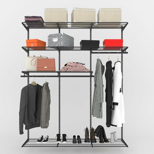 Гардеробная система LIGROOM в прихожую №1, 1731х382х2022 мм, Черная