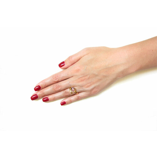 Кольцо Irina Moro, аметист, безразмерное, золотой, фиолетовый позолоченное кольцо с аметистом