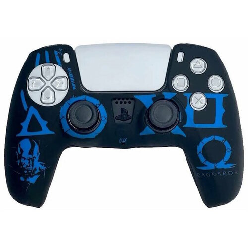 Защитный силиконовый чехол Silicone Case for Controller Playstation DualSense God of War Ragnarok (Black-Blue) Черно-Синий (PS5)