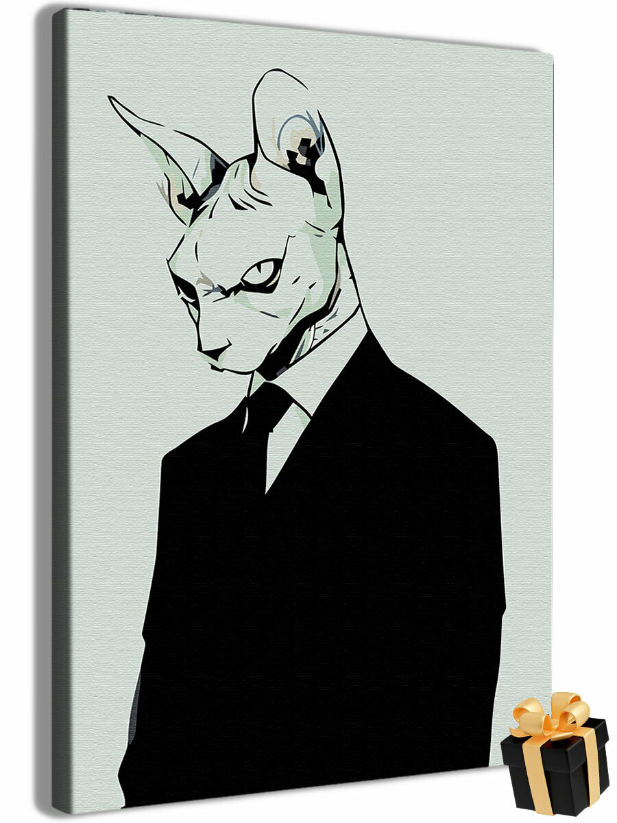 Картина по номерам Кот в костюме / A cat in a suit холст на подрамнике 40*60