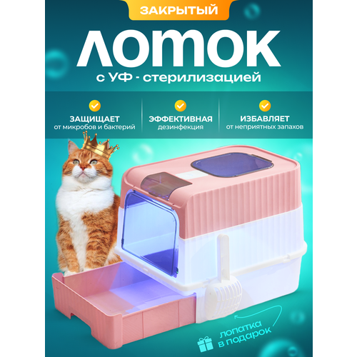 Большой закрытый кошачий лоток с домиком