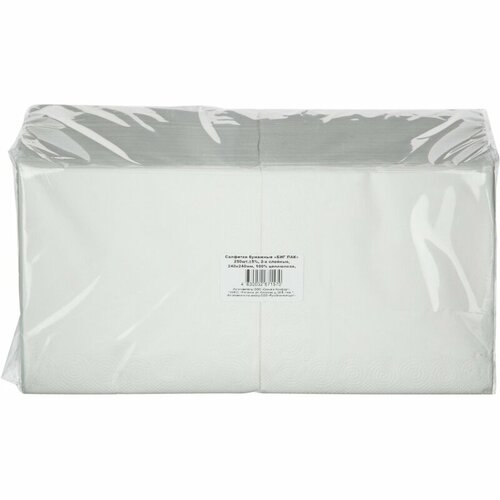Бумажные салфетки КНР Белые, 24х24 см, целлюлоза, 2 слоя, 250 шт салфетки бумажные белые maneki kabi 2 слоя коробка 250 шт