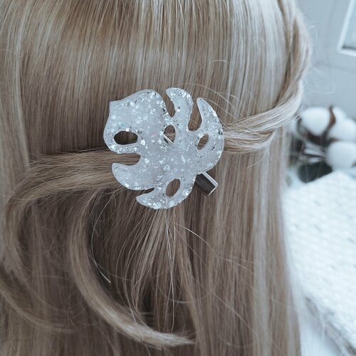 Набор заколок Монстера 2 шт 7 см ручная работа кристалл 399₽