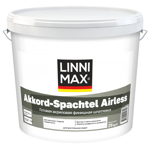 Шпатлевка для внутренних работ LINNIMAX Akkord-Spachtel Airless / Аккорд-Шпахтель Айрлесс 25 кг semin airless garnisant выравнивающая шпатлевка 25 кг