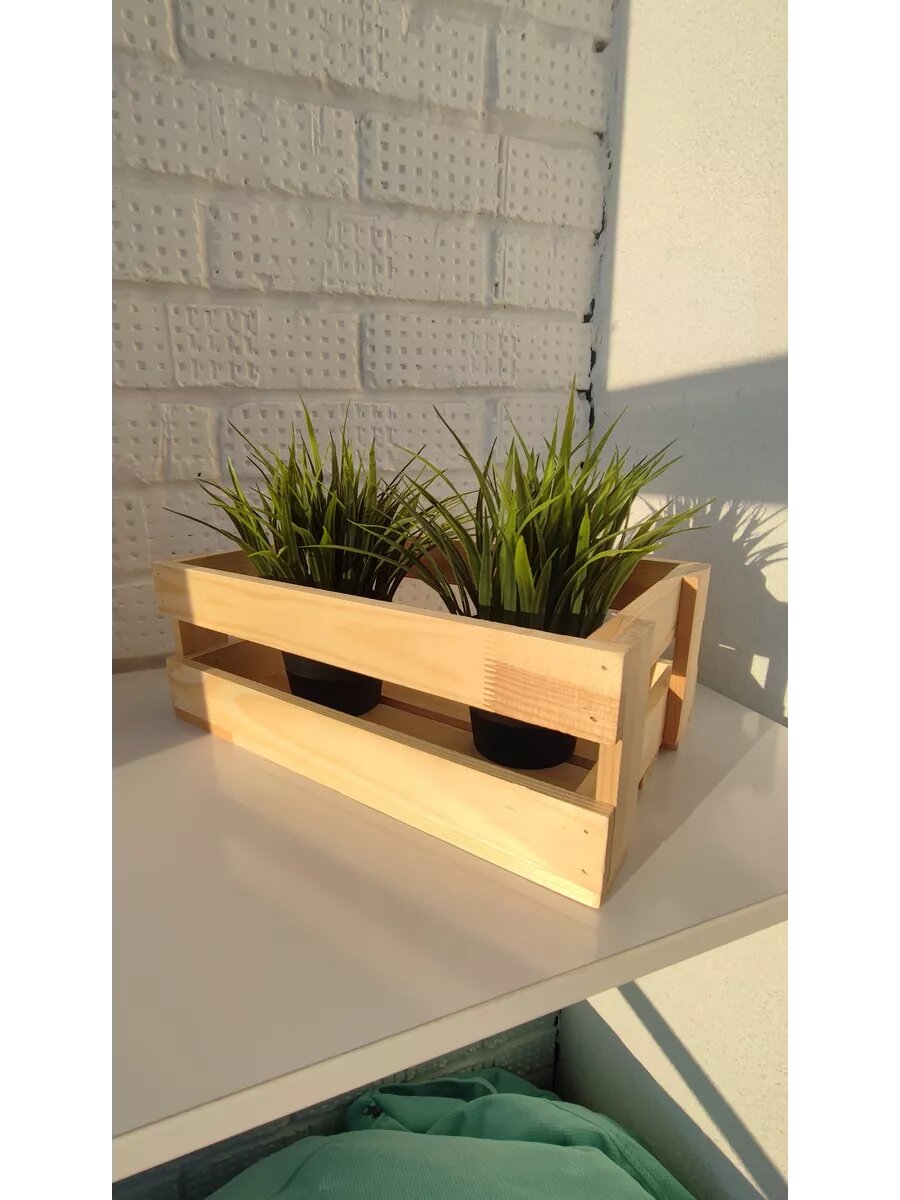Ящик деревянный кашпо для цветов и флористики 34х20х12 см