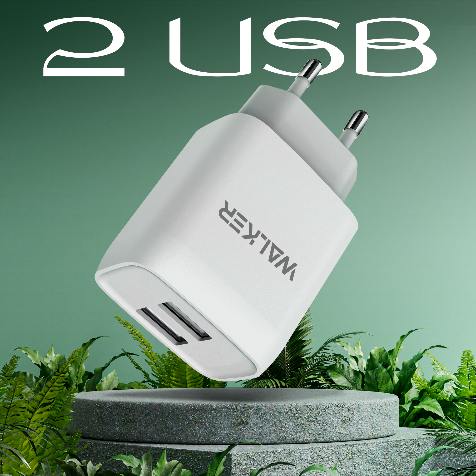 фото СЗУ WALKER WH-31, 2.1А, 10,5Вт, USBx2, блочок