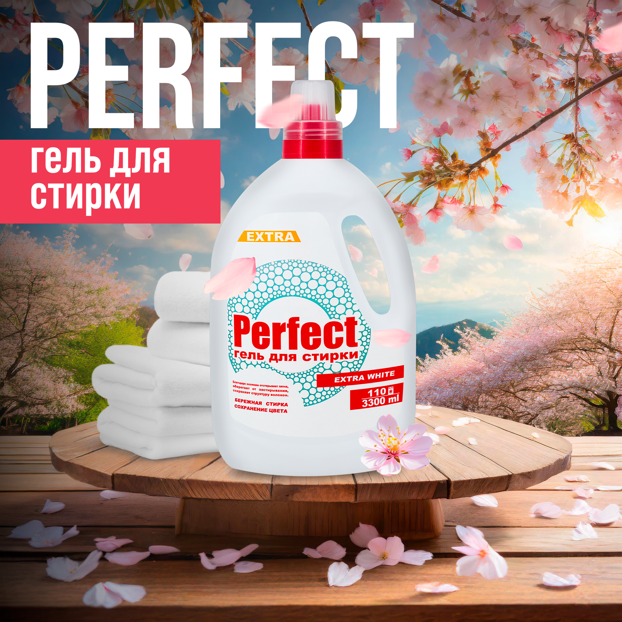 Гель для стирки "PERFECT" 3300мл EXTRA WHITE