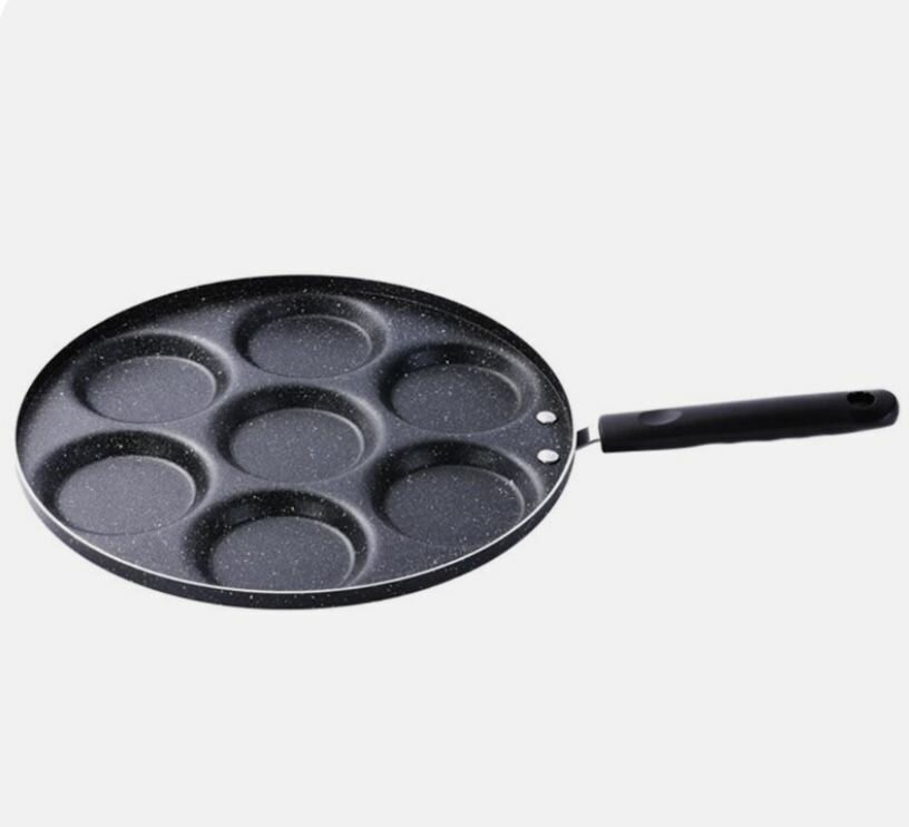 Антипригарная сковородка, сковородка для жарки яиц, оладий, прочная антипригарная сковородка, сковородка с отверстиями, 7 стаканчиков, сковородка для приготовления яиц — фото 1