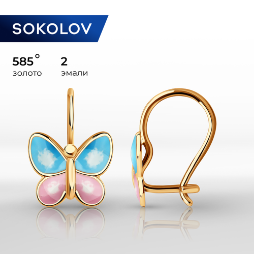 фото Серьги sokolov, красное золото, 585 проба, эмаль
