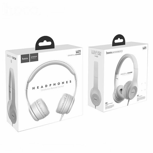 Наушники проводные Hoco W21 полноразмерные серые 1045₽
