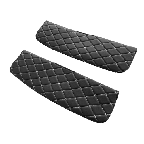 Чехлы на козырьки КАМАЗ декоративный черный ромб, белая нить (2 шт)