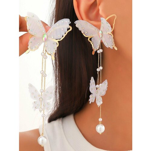 Серьги , золотой, белый