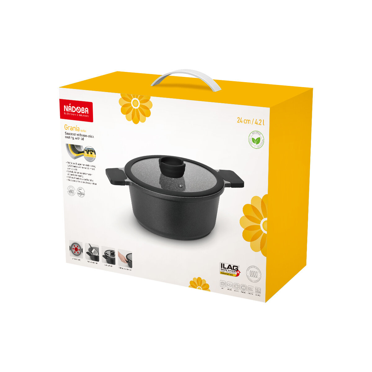 Кастрюли И Ковши Xiaomi Кастрюля 4,2 л с крышкой с антипригарным покрытием, 24 см, GRANIA
