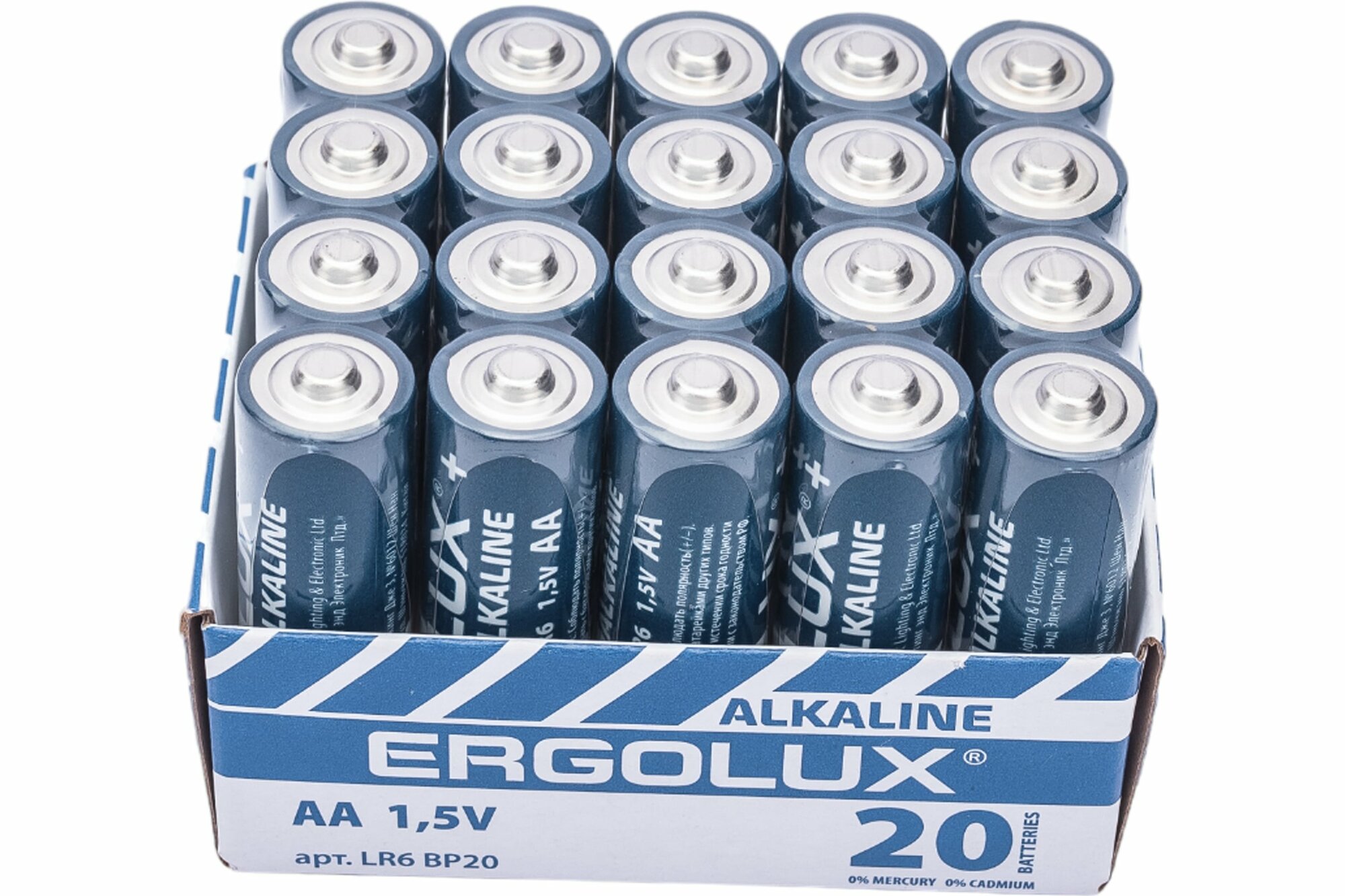 Элемент питания алкалиновый AA/LR6 1.5В Alkaline BP-20 промо (уп.20шт) Ergolux 14675 — фото 1