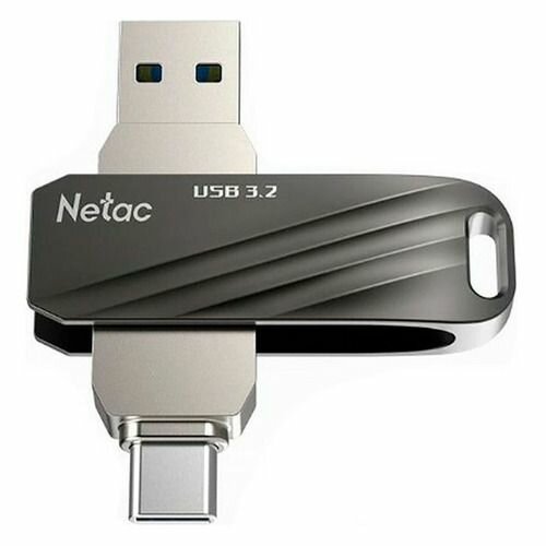 Флешка USB NETAC US1 64ГБ, USB3.0, черный и серебристый [nt03us11c-064g-32bk]