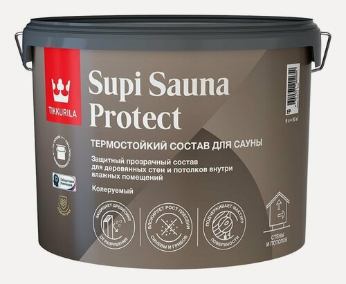 Изображение товара Состав Tikkurila SUPI SAUNA PROTECT EP полуматовый 9л
