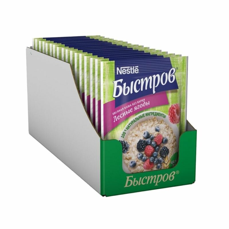 Быстров Каша овсяная без варки с лесными ягодами, 17шт х 40г