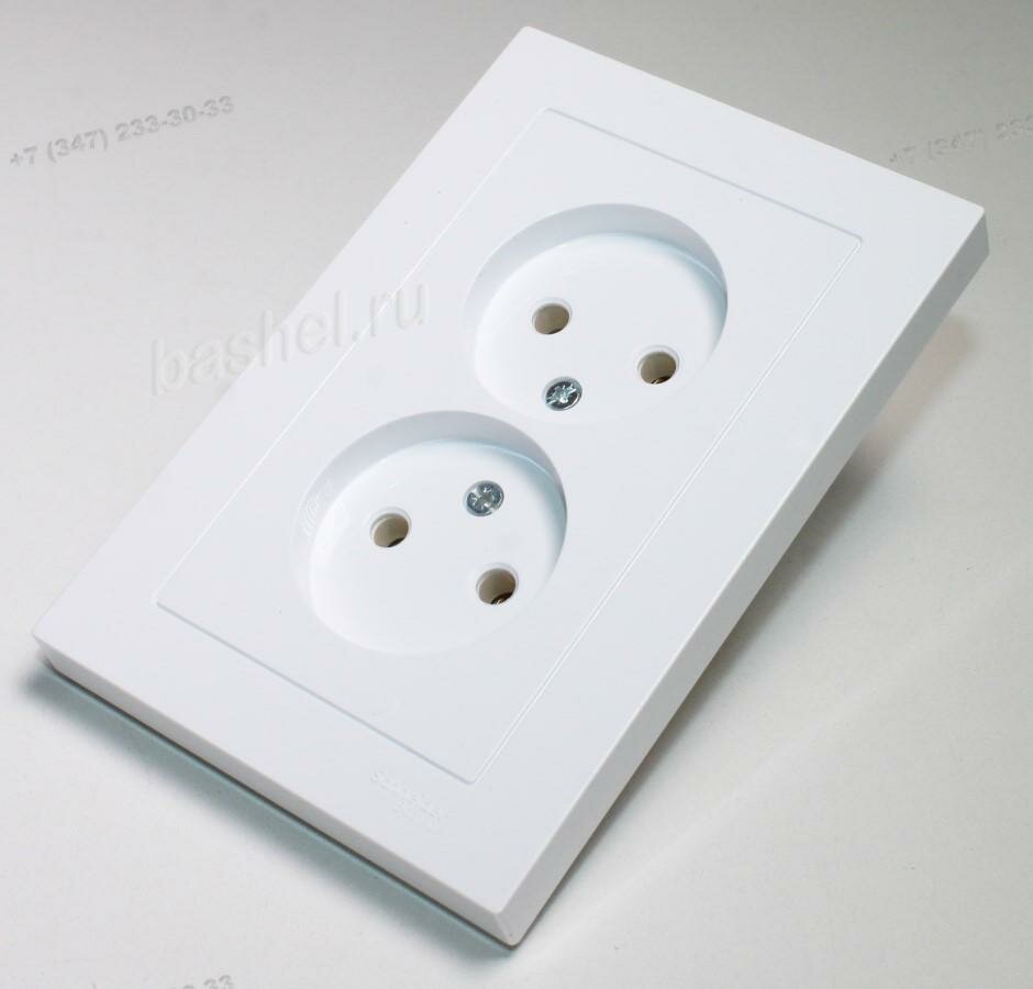 Розетка сетевая Schneider Electric Atlas Design двойная без заземления, в сборе, белый