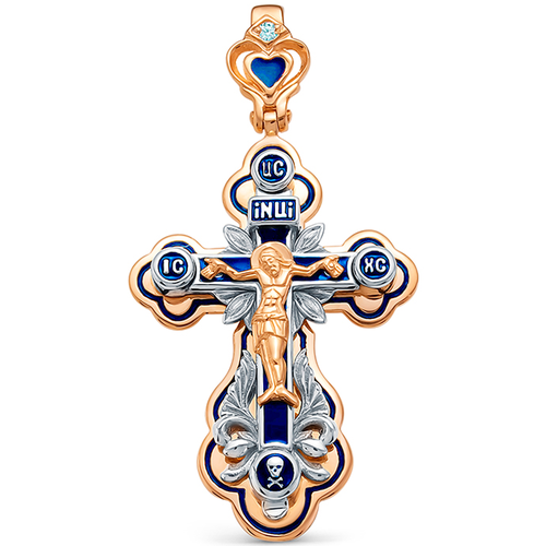 Крестик DIALVI JEWELRY, золото, 585 проба, фианит, золотистый