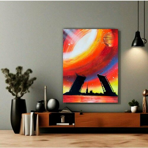 Космическая картина баллончиками 30х40 твердая основа ручная работа SPRAY ART спрей арт 799₽