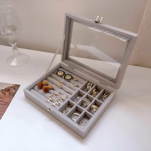 Шкатулка для ювелирных украшений и бижутерии органайзер для хранения колец сережек цепочек 690₽