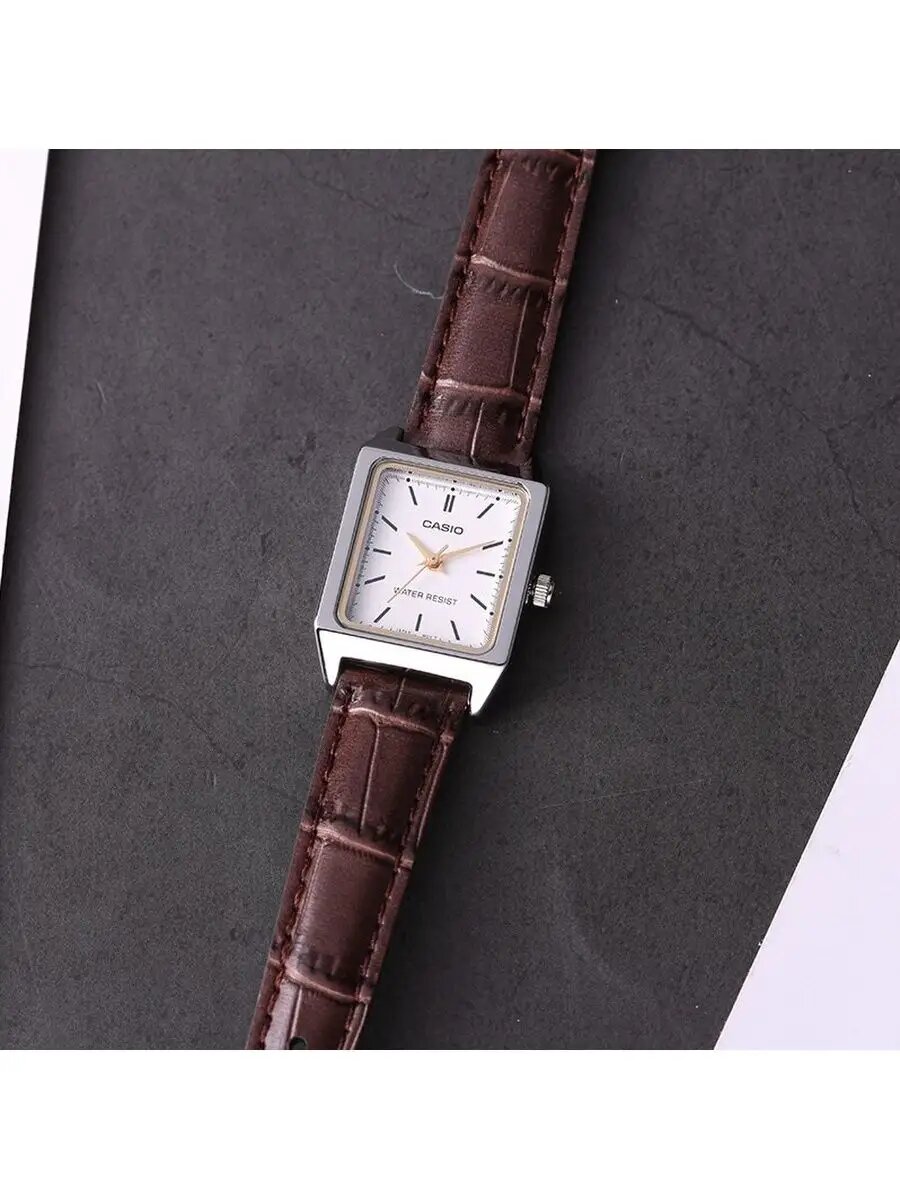 Наручные часы CASIO Collection, серебряный, коричневый, белый — фото 1
