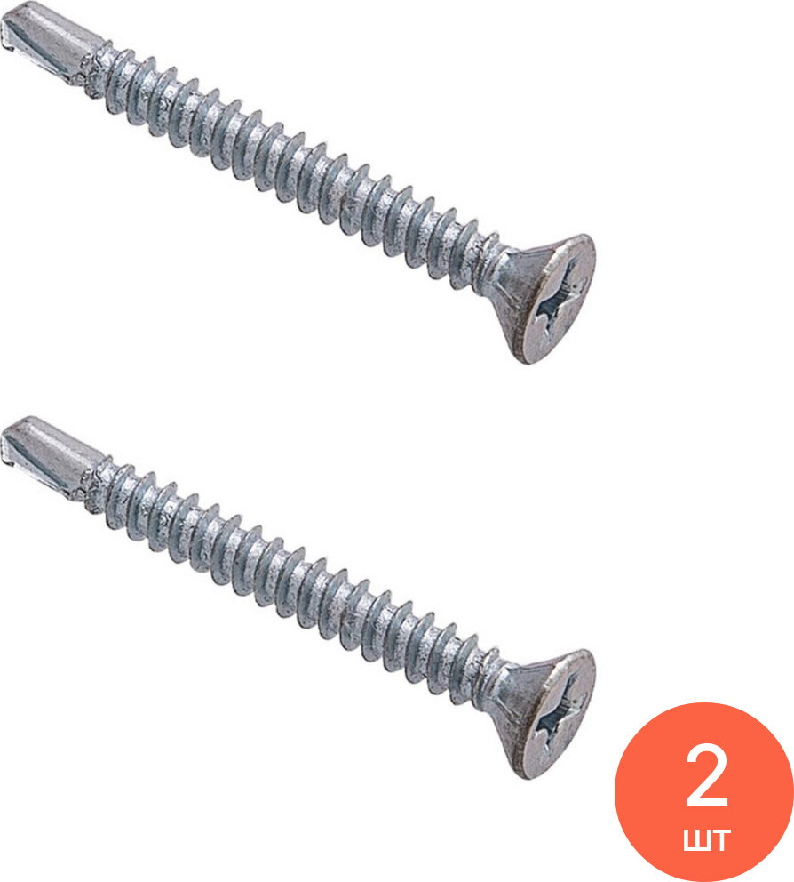 Саморез Стройбат для монтажа окон с буром и потайной головкой из стали цвет цинк 3.9х32мм PH2 200шт. в упаковке / крепеж (комплект из 2 шт)