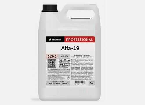 Изображение товара Alfa-19 Pro-Brite моющее средство концентрат для уборки после строительства и ремонта, 5 л