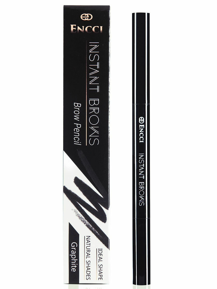 Карандаш для бровей ENCCI "Instant Brows", автоматический, гипоаллергенный, графитовый, с щёточкой — фото 1