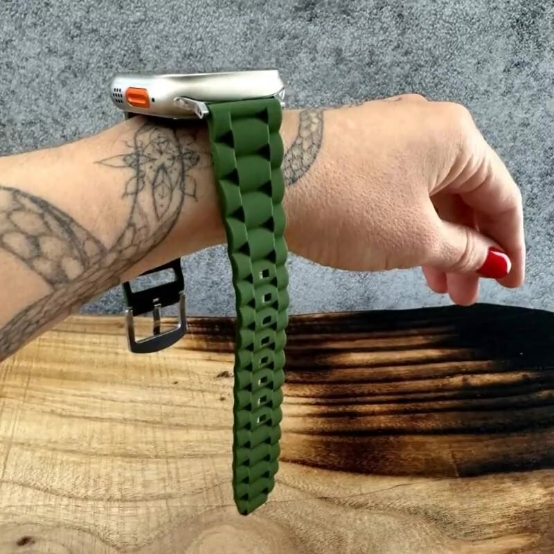 Ремешок силиконовый двойное плетение Spigen Lite / для часов Apple Watch Ultra 42/44/45/49mm / Серый — фото 1