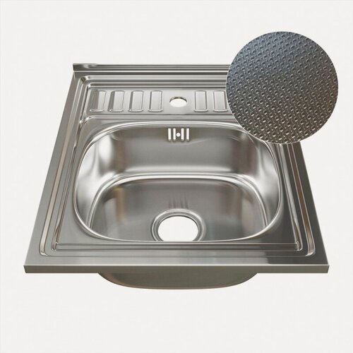 Изображение товара Мойка кухонная MIXLINE Декор, нержавеющая сталь - толщина 0,6мм, 50х60 см, накладная, с сифоном
