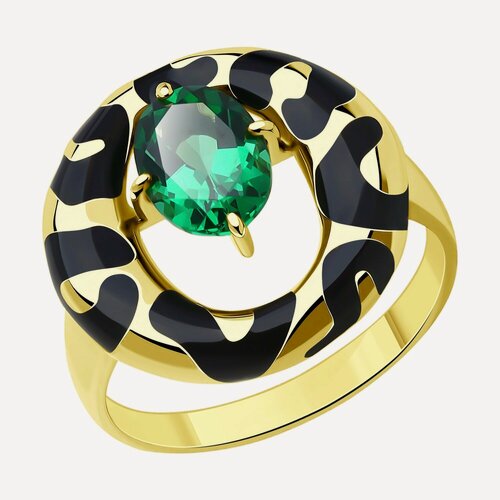 Изображение товара Кольцо, серебро, 925 проба, эмаль, изумруд синтетический