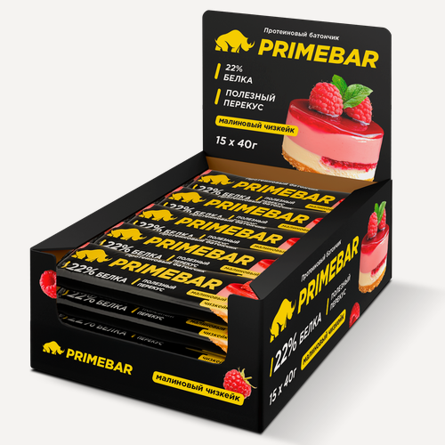 Изображение товара Батончик с содержанием протеина "PRIMEBAR", со вкусом "Малиновый чизкейк" 40г*15шт