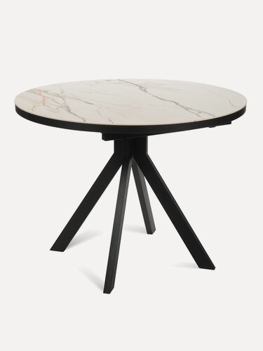 Изображение товара Стол керамический раздвижной OSAKA 100 ALASKA CER+, 100(+35)х100см (керамика/позолоченный белый)