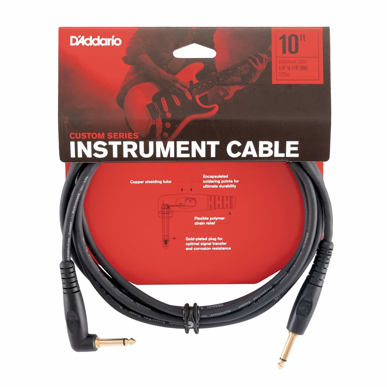 PLANET WAVES PW-GRA-10 Инструментальный кабель серии Custom, угловой джек - джек, длина 3м
