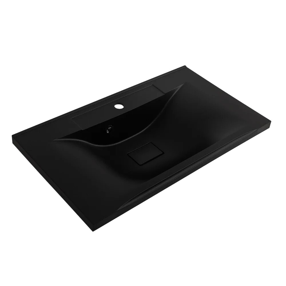 Мебельная раковина BelBagno BB800/450-LV-ART-PR-NERO прямоугольная керамическая черная итальянская