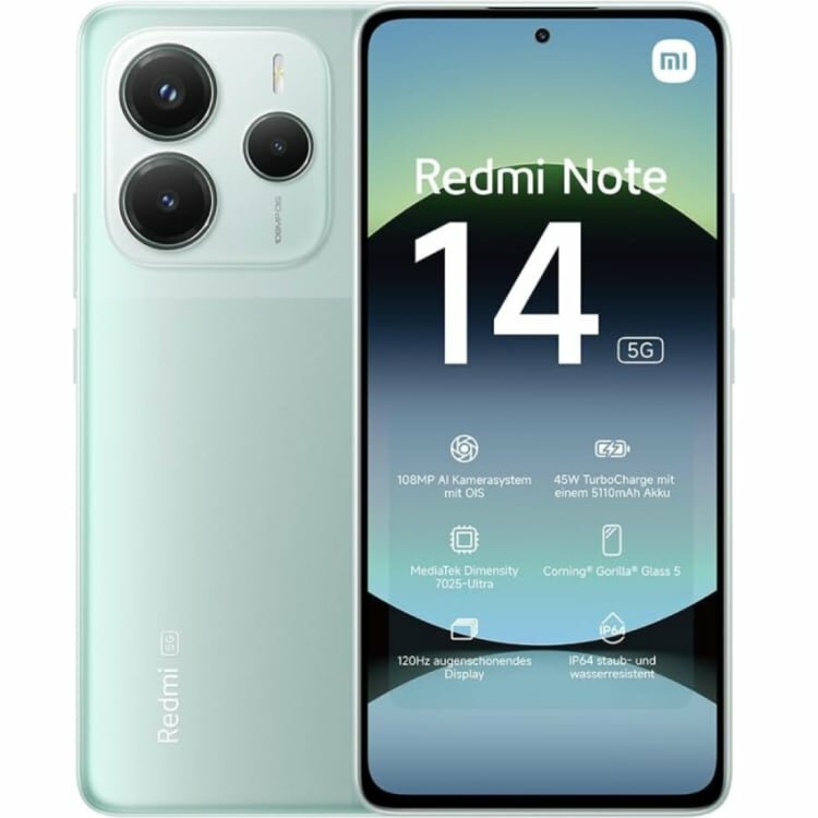 Фотографии Xiaomi Redmi Note 14 5G 6/128 ГБ Global, Coral Green (No charger)