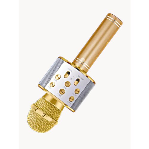 Микрофон караоке беспроводной Микрофон WS Bluetooth со встроенной колонкой для караоке вечеринок Серебристый 1699₽